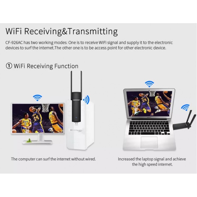 Antena USB 3 0 Inalambrica COMFAST CF 926AC V2 1200Mbps 2 4GHz 5 8GHz