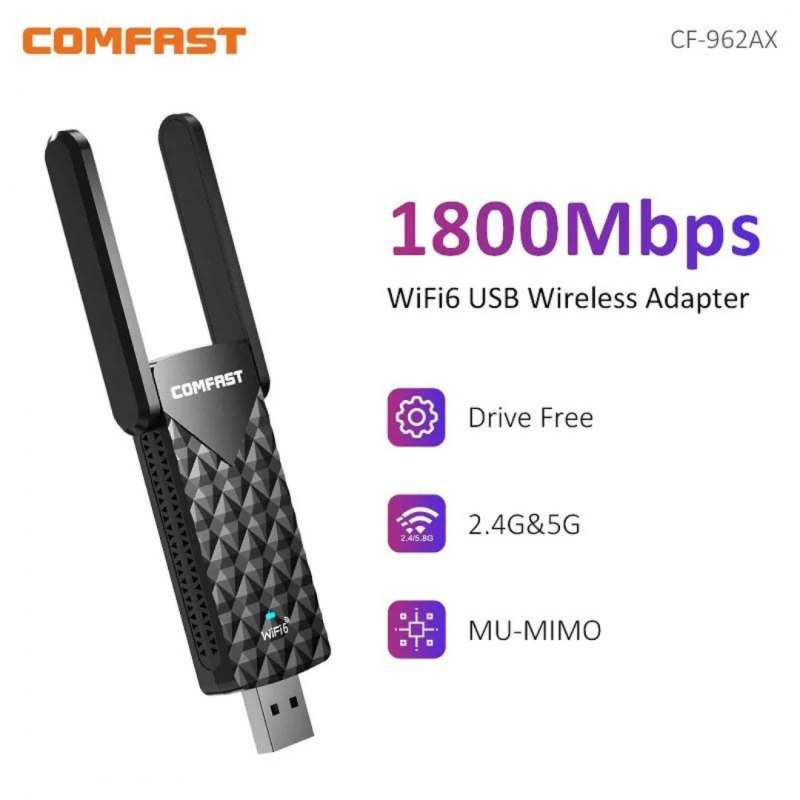 Antena WIFI6 USB 3 0 COMFAST CF 962AX V2 1800Mbps 2 4GHz 5 8GHz Dual Band