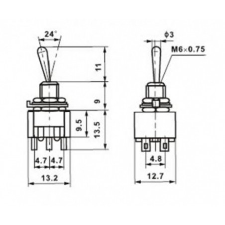 Interruptor De Palanca On Off On Mini Switch 3 Posiciones MTS 203