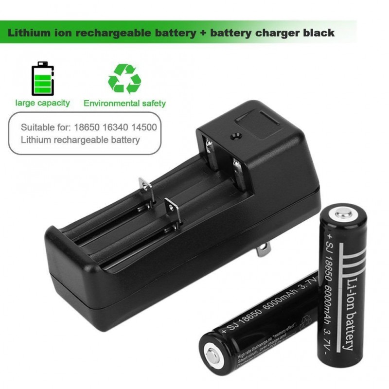 Cargador de 2 baterías de litio 18650, 18350, 16340, 14500 de 3.7V