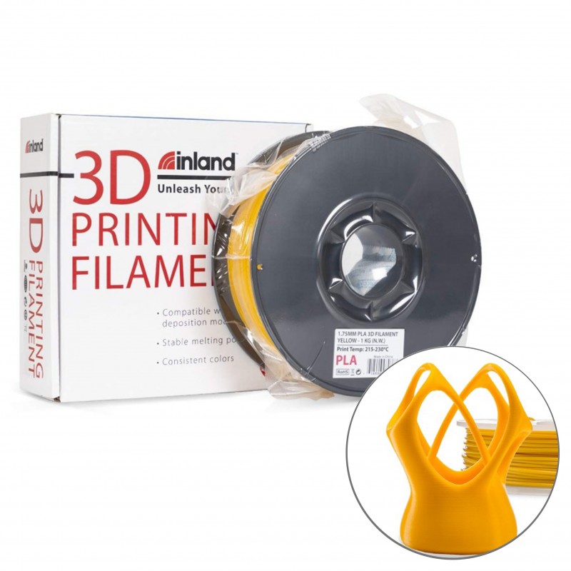 Filamento PLA Inland Amarillo dorado 1.75 mm , 2.2 lb Filamento PLA Inland Amarillo dorado 1.75 mm , 2.2 lb