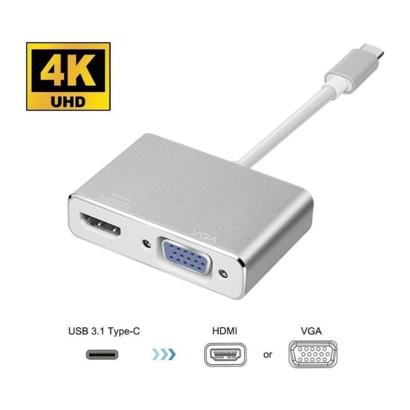 Adaptador USB-C a HDMI/ VGA
