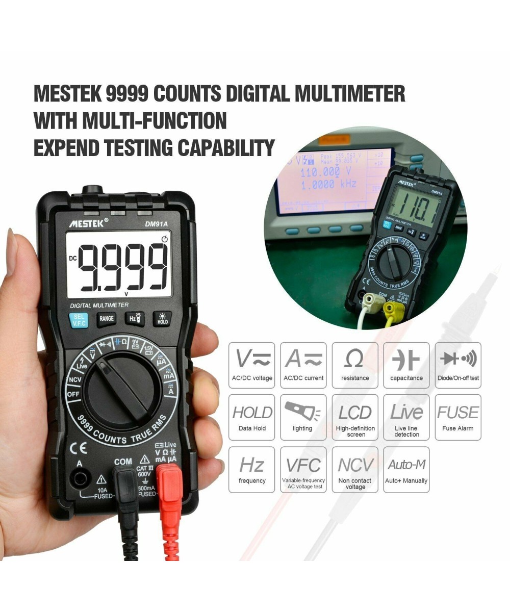 Multimetro digital autorango Mestek DM91A