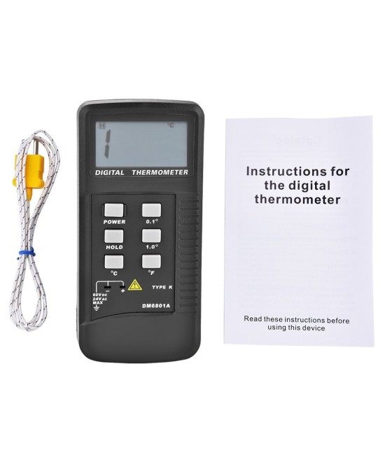 Termómetro digital con termocupla tipo K DM6801A