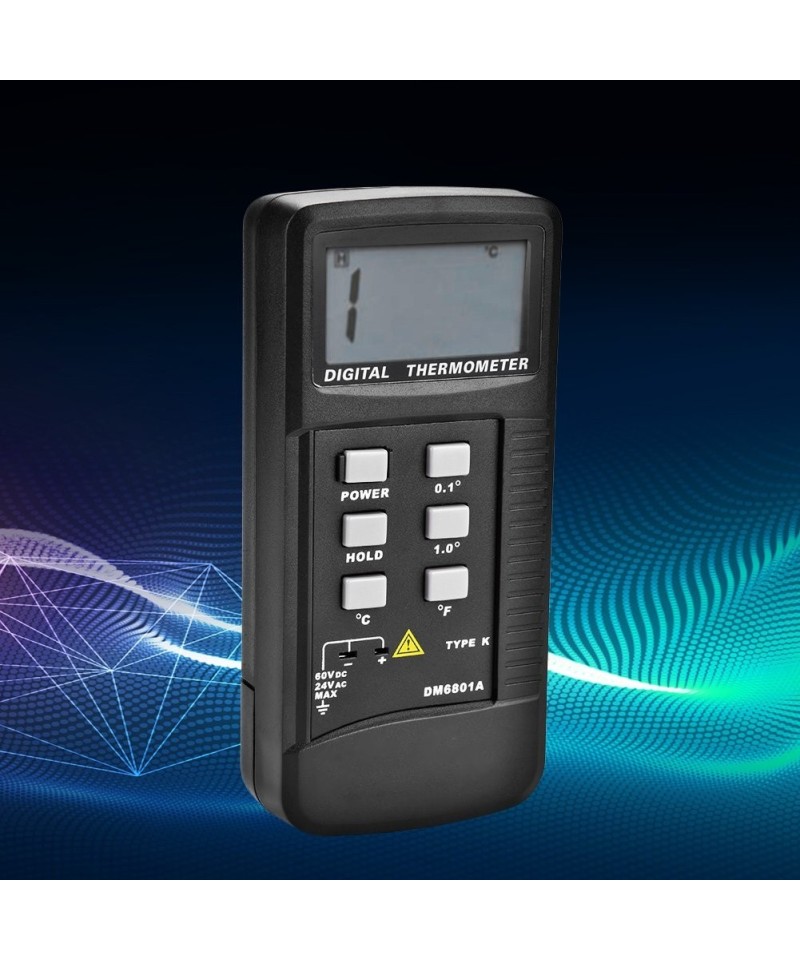 Termómetro digital con termocupla tipo K DM6801A