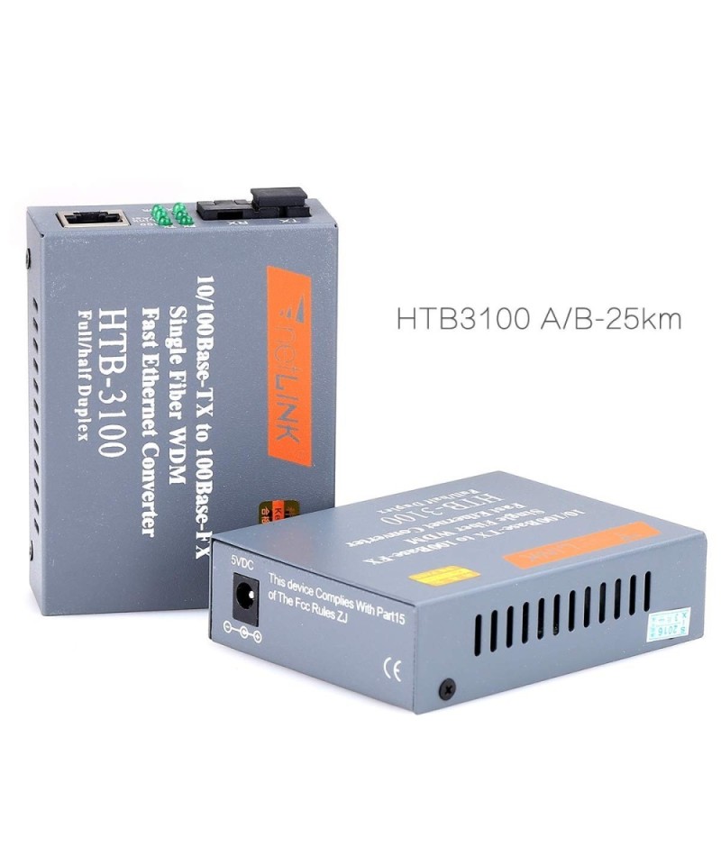 TransReceiver de fibra óptica TX y RX 25Km (par de media converter)