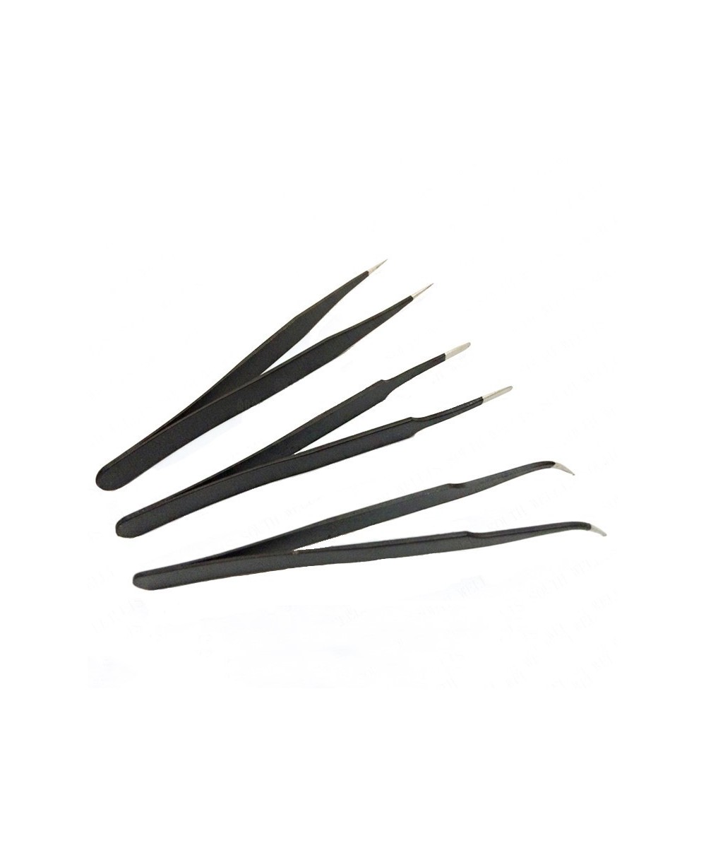 Set de pinzas antiestáticas de acero inoxidable 6 piezas