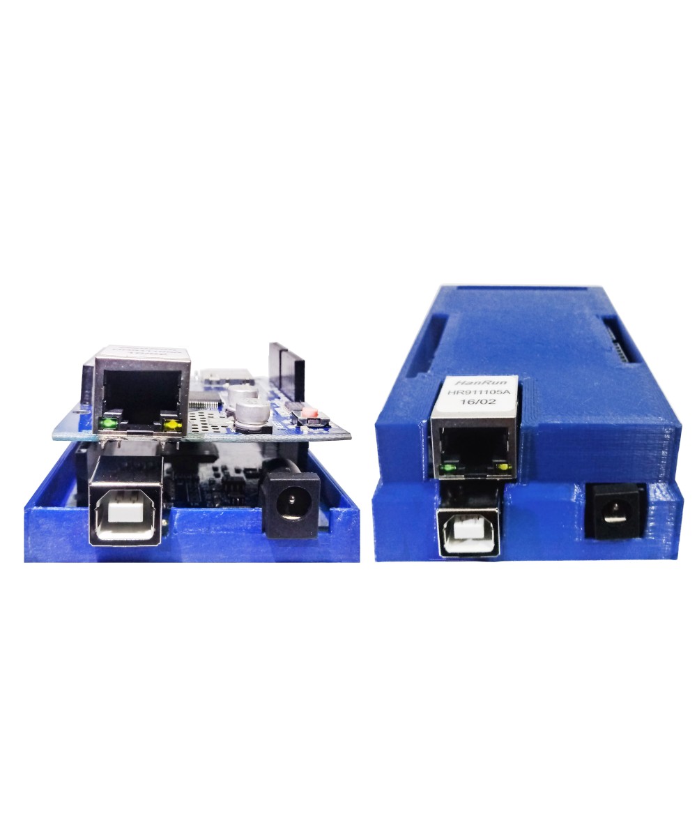 Contenedor plástico para Arduino Mega y módulo de Red