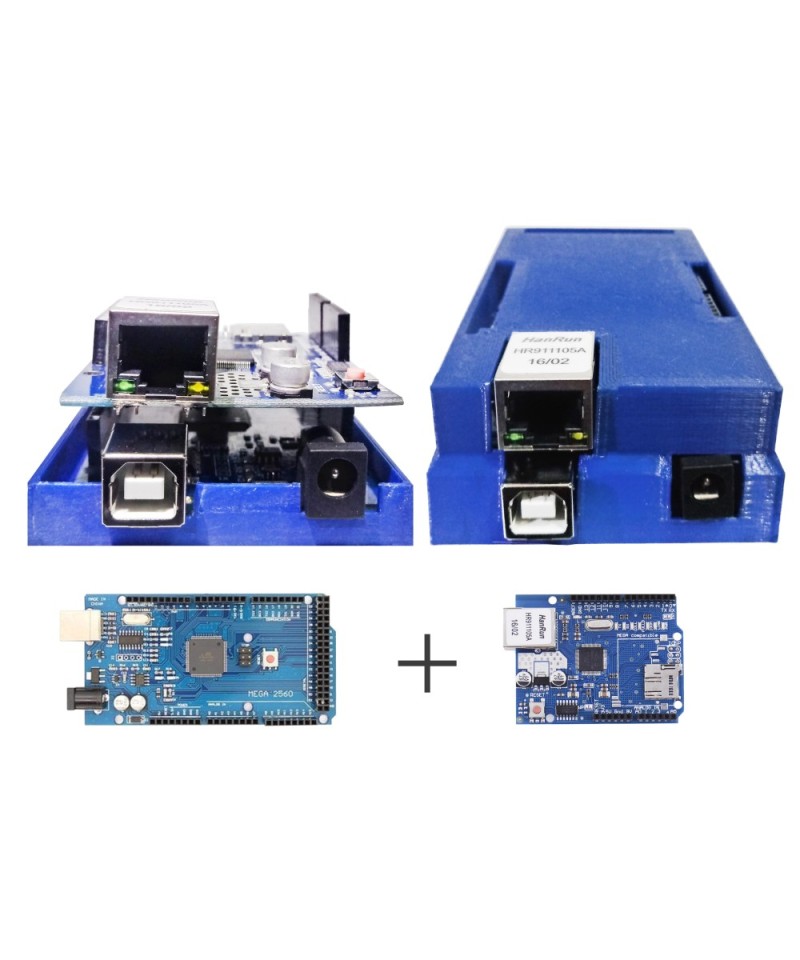 Contenedor plástico para Arduino Mega y módulo de Red