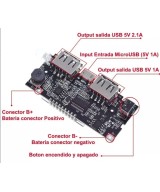 Modulo de Carga USB para Baterias 18650 con Pantalla BMS