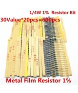 Resistencias con 30 valores 1/4W (600 unidades)