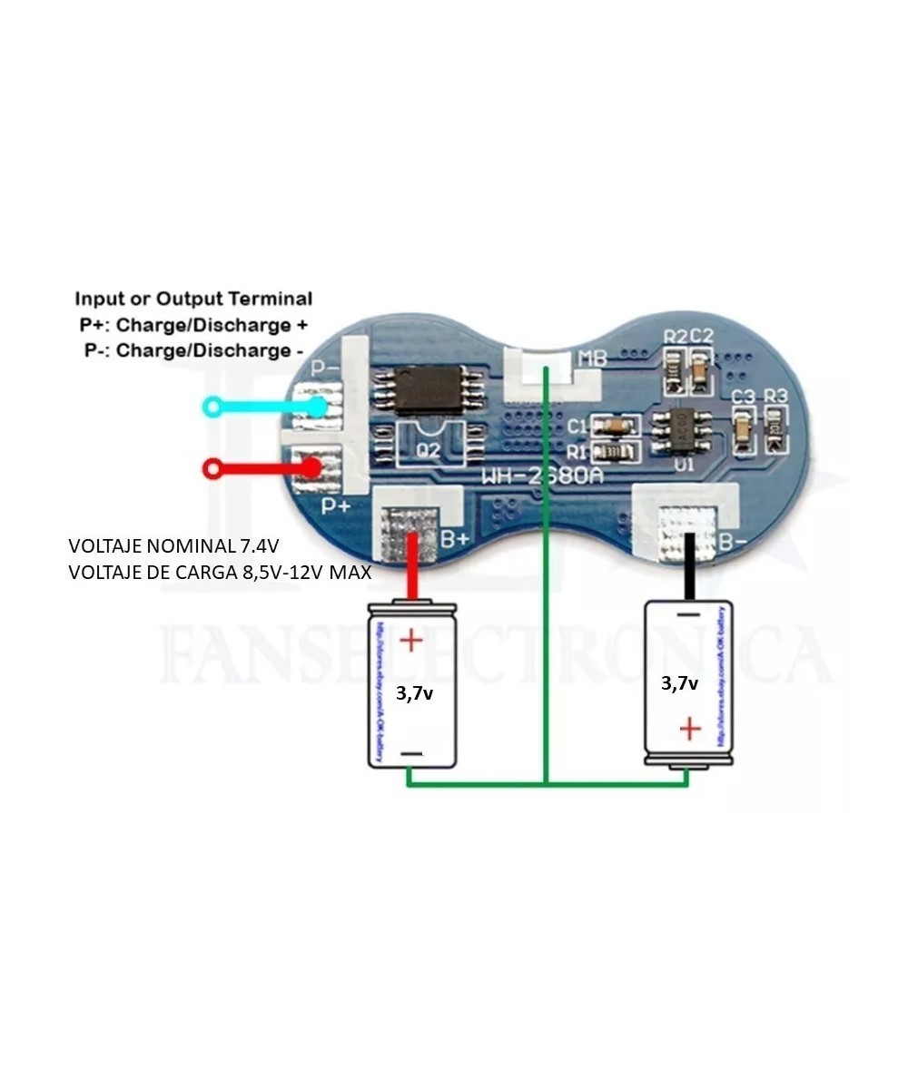 Cargador de batería de litio BMS 2S 7.4V 4A