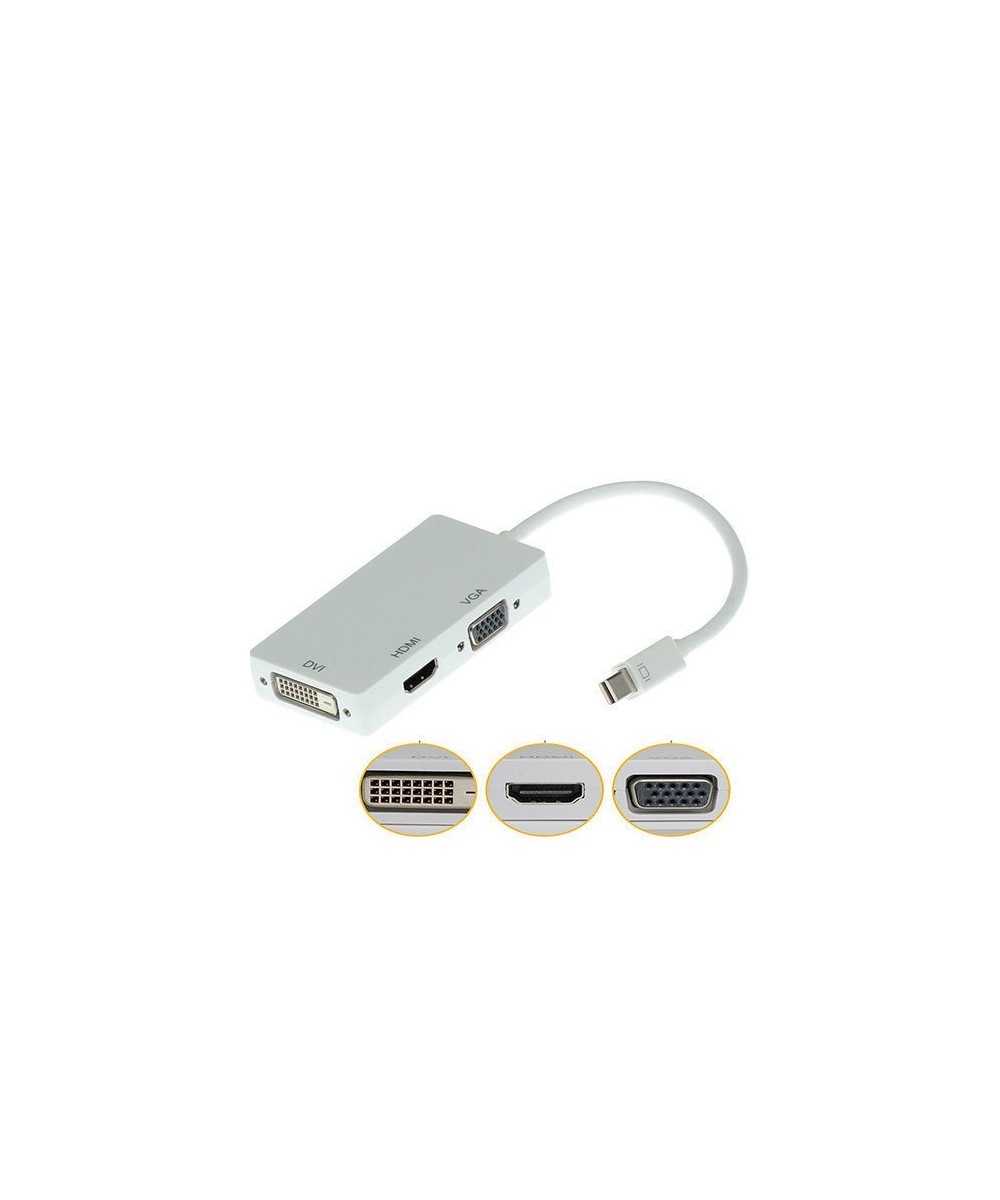 Convertidor  3 en 1 mini Display a HDMI-VGA-DVI