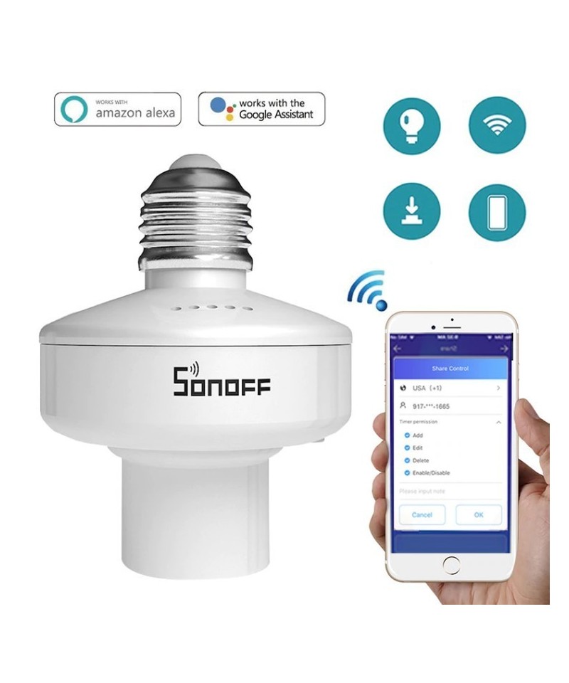 Porta lampara control de voz, RF 433Mhz inteligente WIFI Sonoff R2
