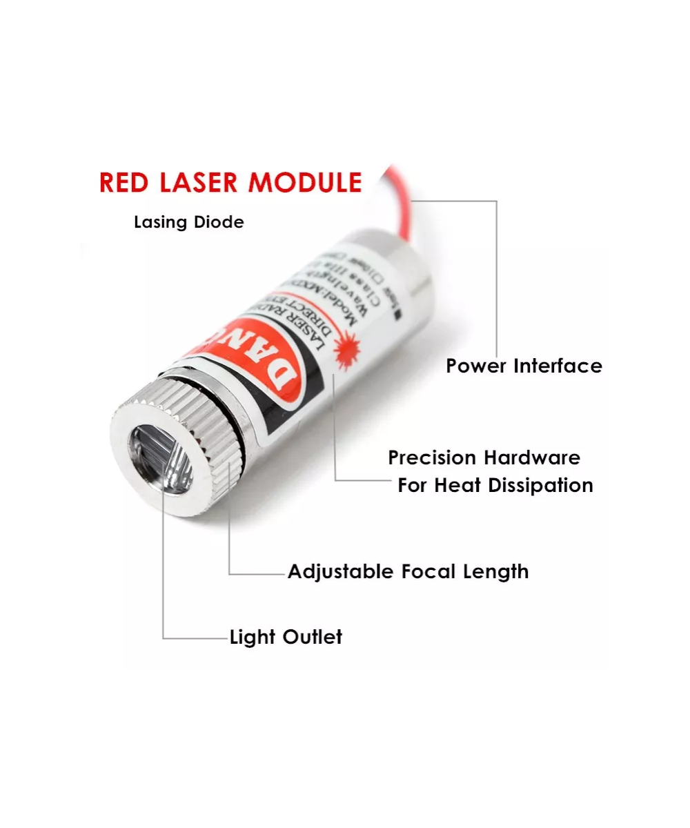 Modulo laser foco ajustable 5mW, 650nm 5V Lineal/Cruz/Punto rojo