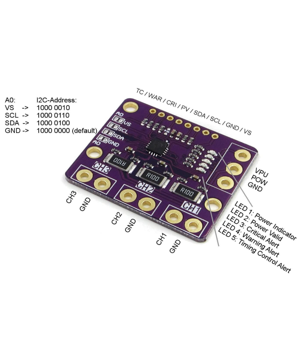 Sensor de voltaje y corriente de tres canales I2C INA3221