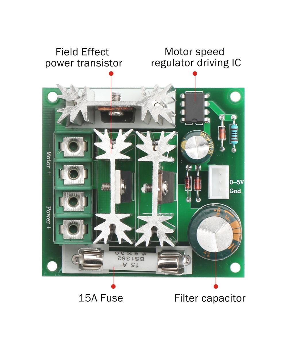 Controlador de velocidad de motor PWM 15A 6-90V