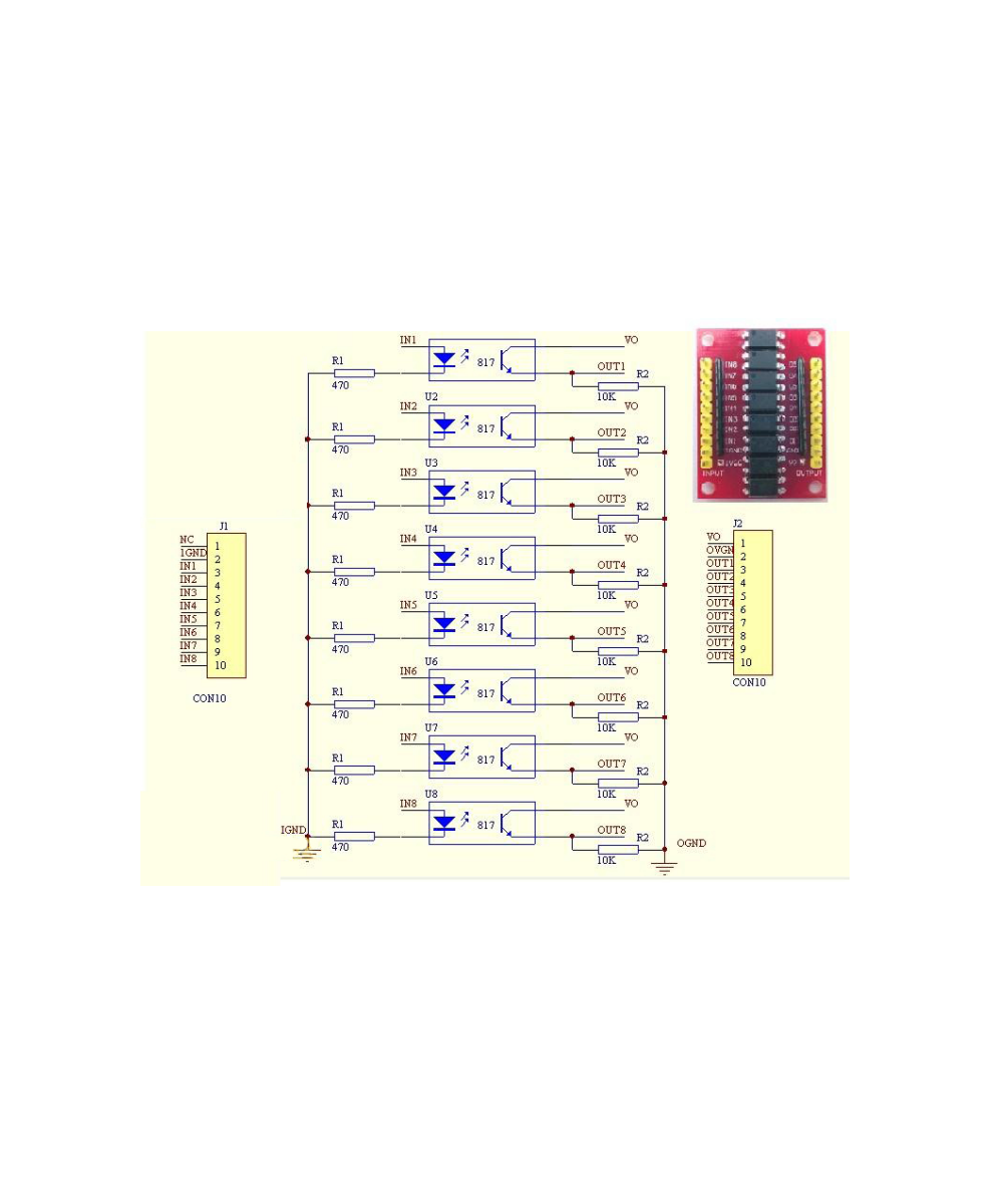 Modulo optoaislador 12V 8 canales