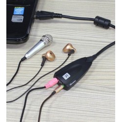Tarjeta de Sonido 5HV2 Adaptador de Tarjeta de Sonido USB de 7.1  c/Micrófono