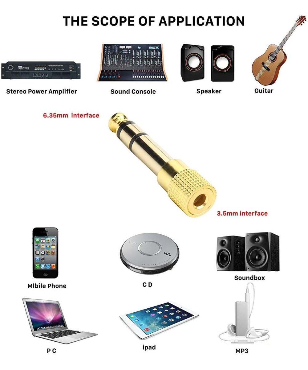 Adaptador de audio salida macho 1/4" (6.35mm)  y entrada hembra de 3.5mm