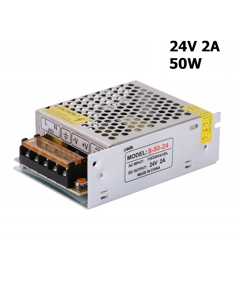Fuente de energía conmutada 24V 2A 50W metálica cuadrada