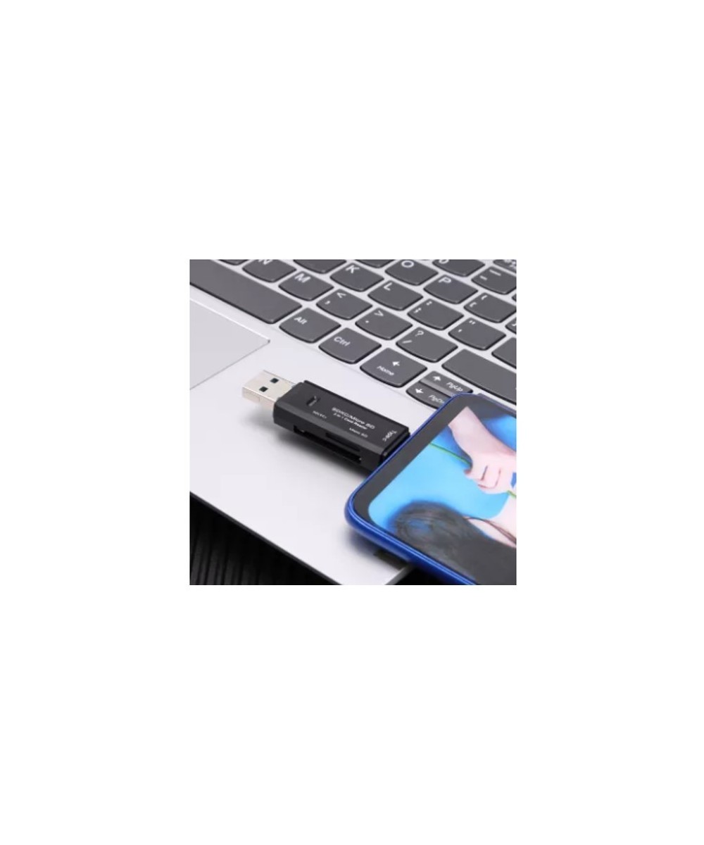 Lector de memorias TF / micro SD OTG 3 en 1 USB-C / micro USB / USB