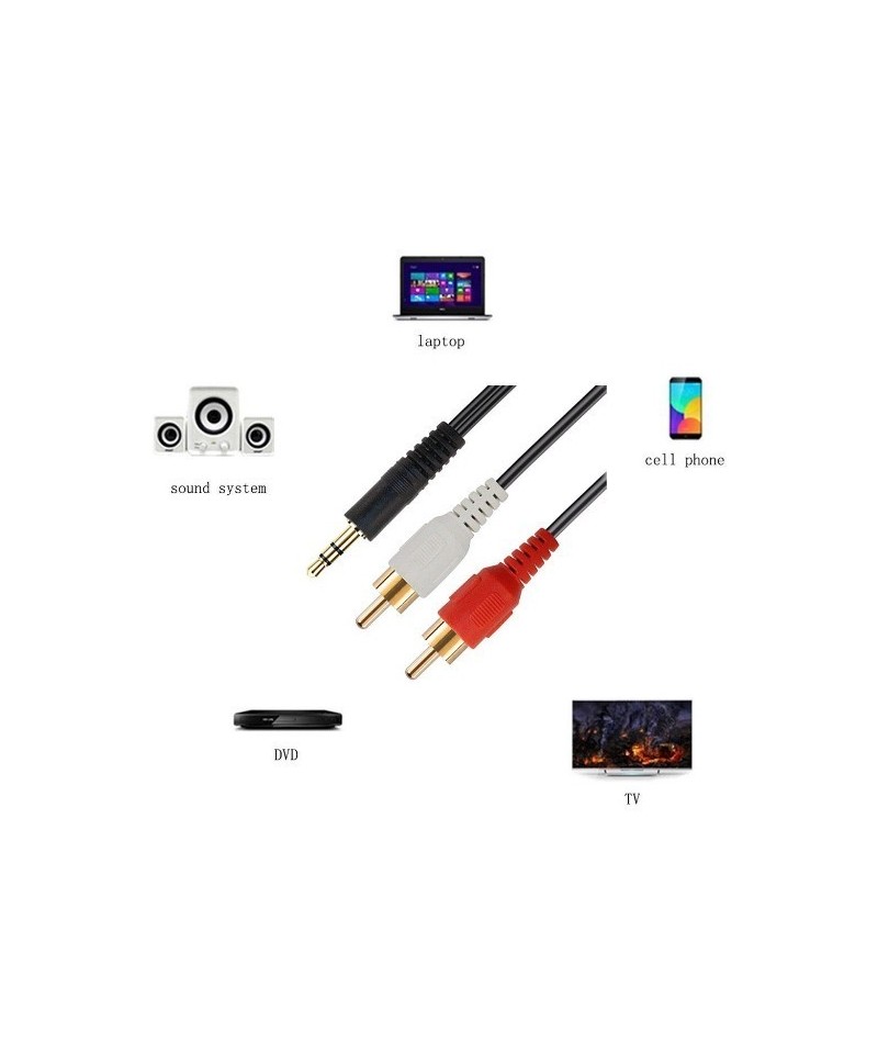 Cable de Audio de 3.5mm a RCA 1.5 y 2.5Metros/8Pies