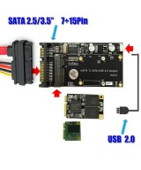 Adaptador de USB 2.0 mSATA SSD a SATA 2.5 para disco duro
