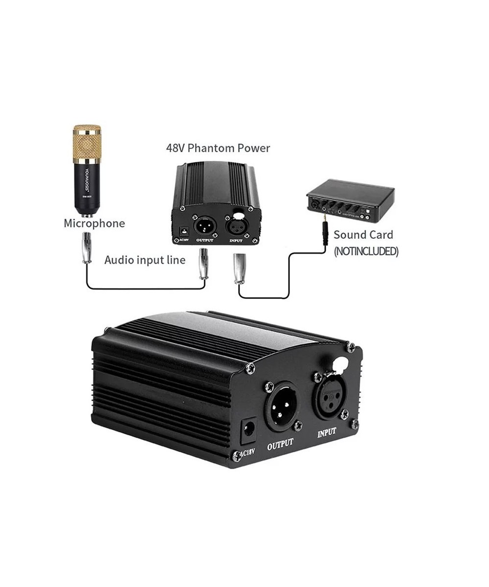 Fuente para microfono de condensador 48V DC (Phantom)