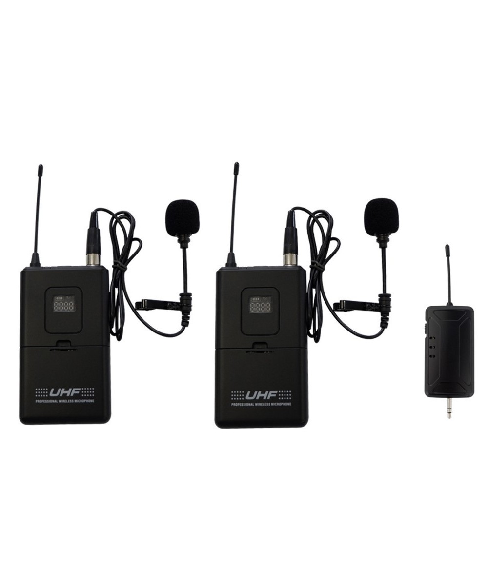 Microfonos Inalambricos M-202 UHF con 1 Receptor 3.5mm y 2 Transmisores
