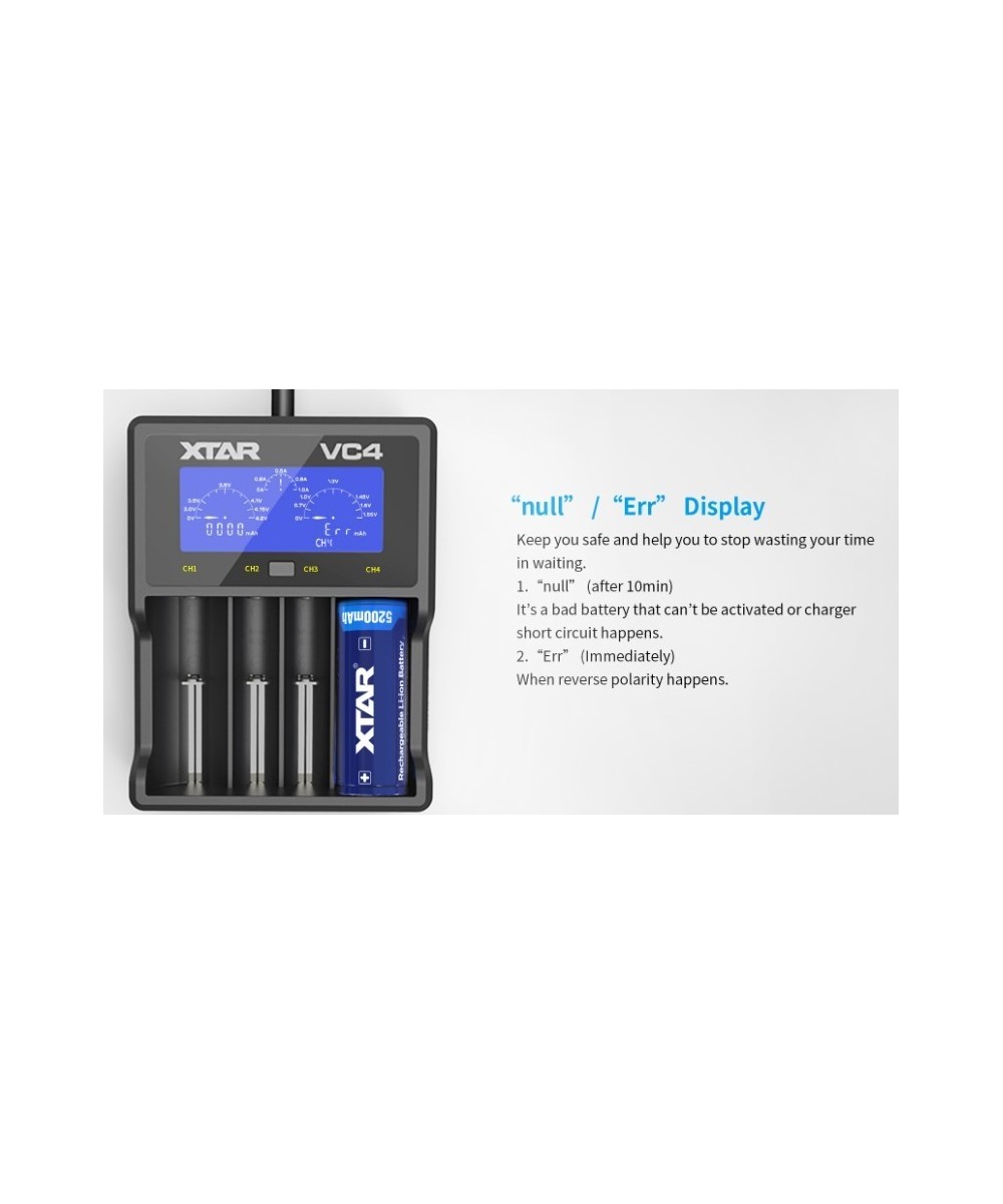 Cargador de baterías Xtar VC4 4 espacios