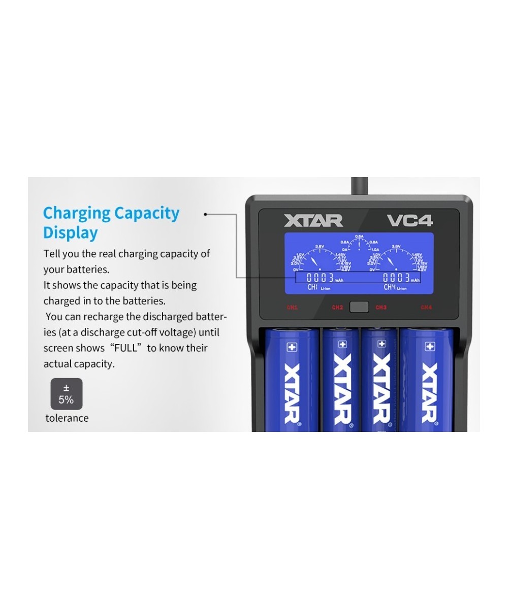 Cargador de baterías Xtar VC4 4 espacios