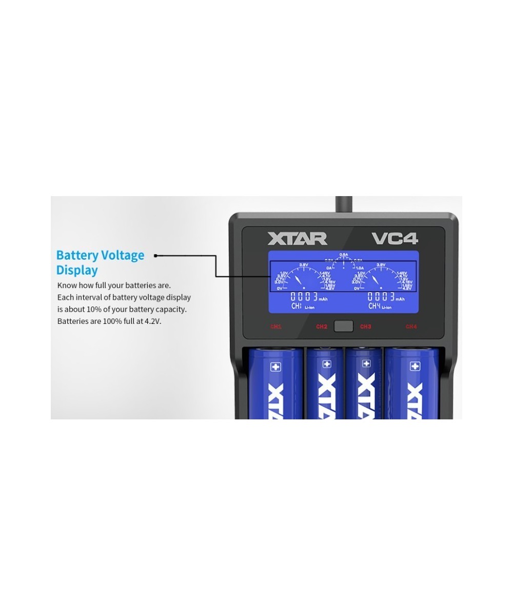 Cargador de baterías Xtar VC4 4 espacios