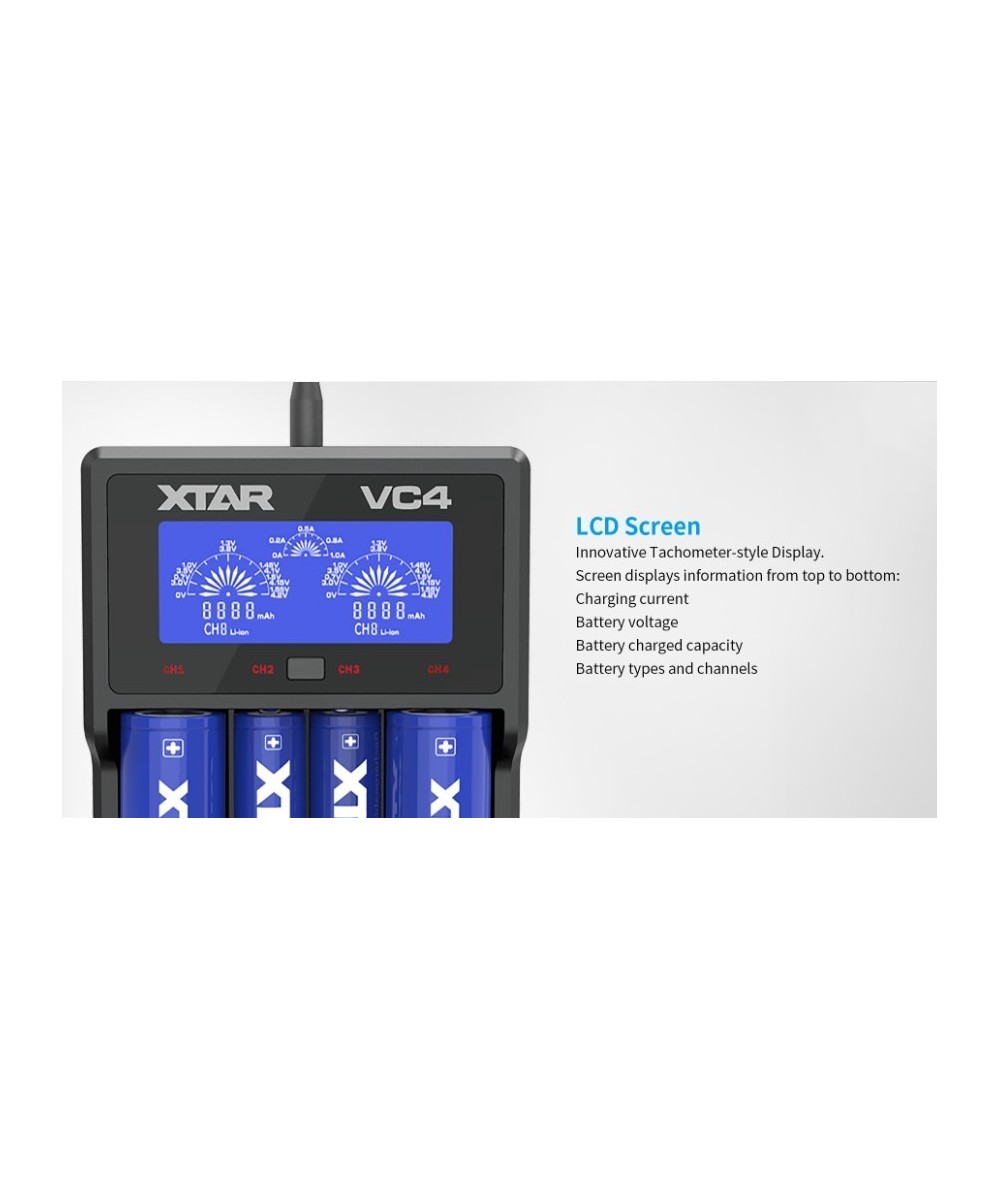 Cargador de baterías Xtar VC4 4 espacios