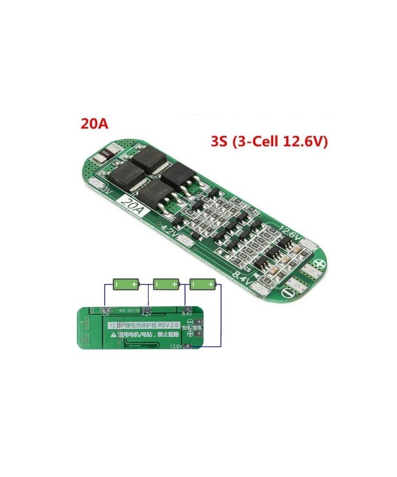 Cargador de batería de litio BMS 3S 12.6V 20A