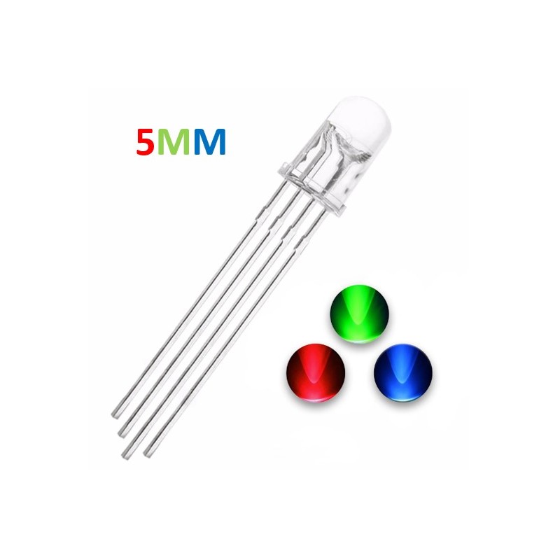 Set de diodos LED RGB 5mm (10U) y 10mm (5U) Valor 5MM RGB (10U)