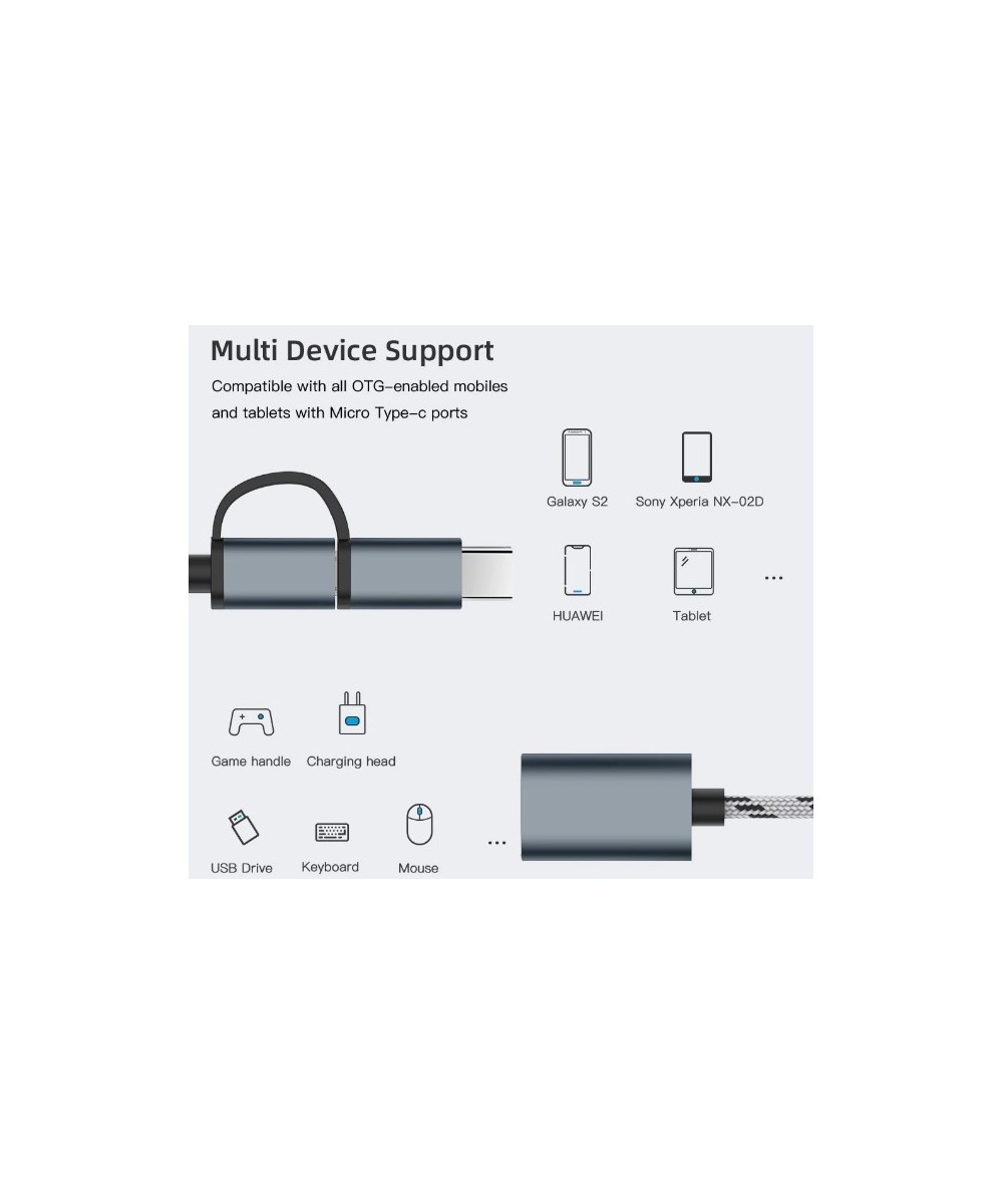 Cable OTG micro USB y USB-C