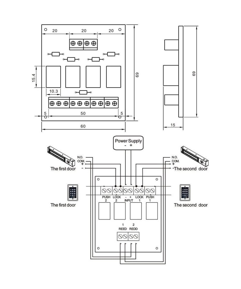 Modulo Rele de Control de Acceso de Dos Puertas RM-501