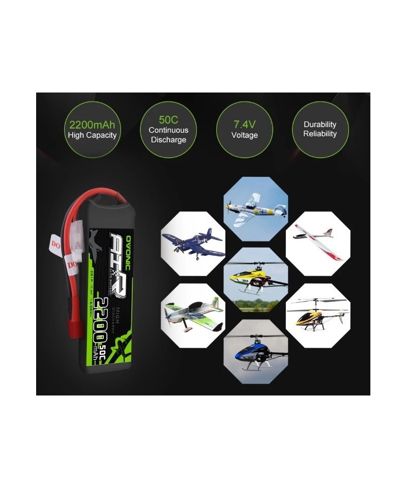 Batería tipo LiPo 7.4V 2200mAh 50C 2S OVONIC