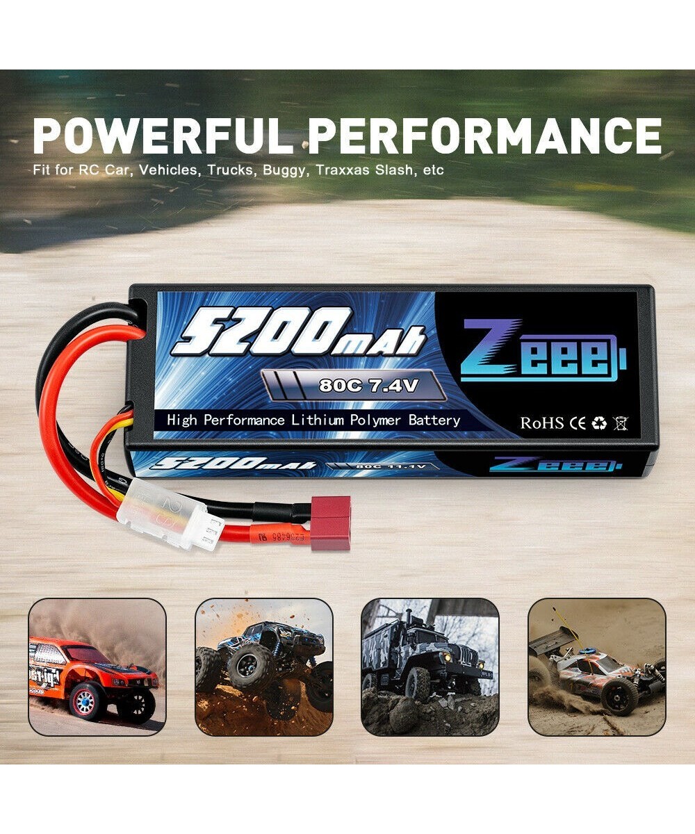 Batería tipo lipo recargable Zeee 7.4V 5200 / 6000mah 80C 2S