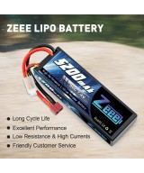 Batería tipo lipo recargable Zeee 7.4V 5200 / 6000mah 80C 2S