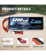 Batería tipo lipo recargable Zeee 7.4V 5200 / 6000mah 80C 2S