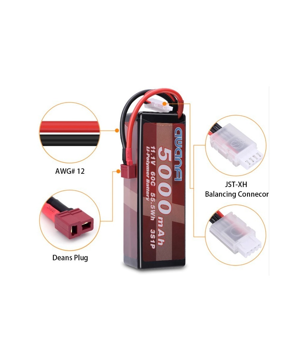 Batería tipo LiPo recargable 11.1V 60C 5000mAh 55.5Wh 3S1P AWANFI