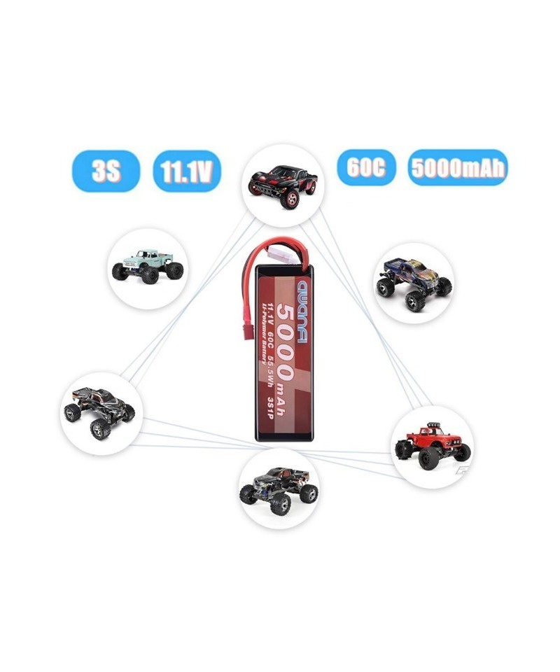 Batería tipo LiPo recargable 11.1V 60C 5000mAh 55.5Wh 3S1P AWANFI