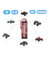 Batería tipo LiPo recargable 11.1V 60C 5000mAh 55.5Wh 3S1P AWANFI