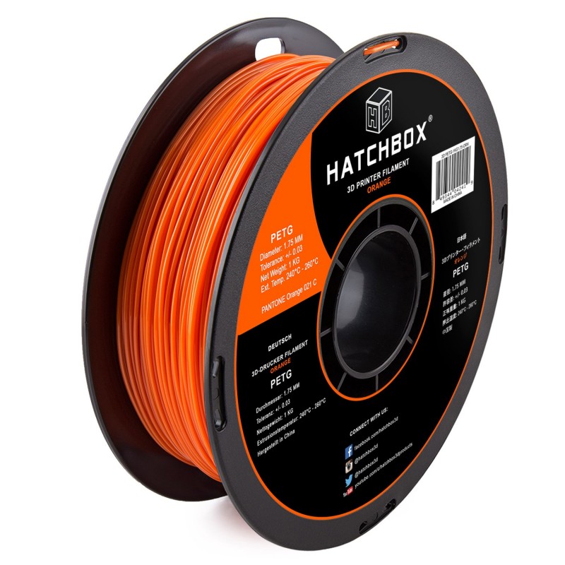 Filamento PLA Hatchbox 1.75mm 2.2 lb Color Naranja