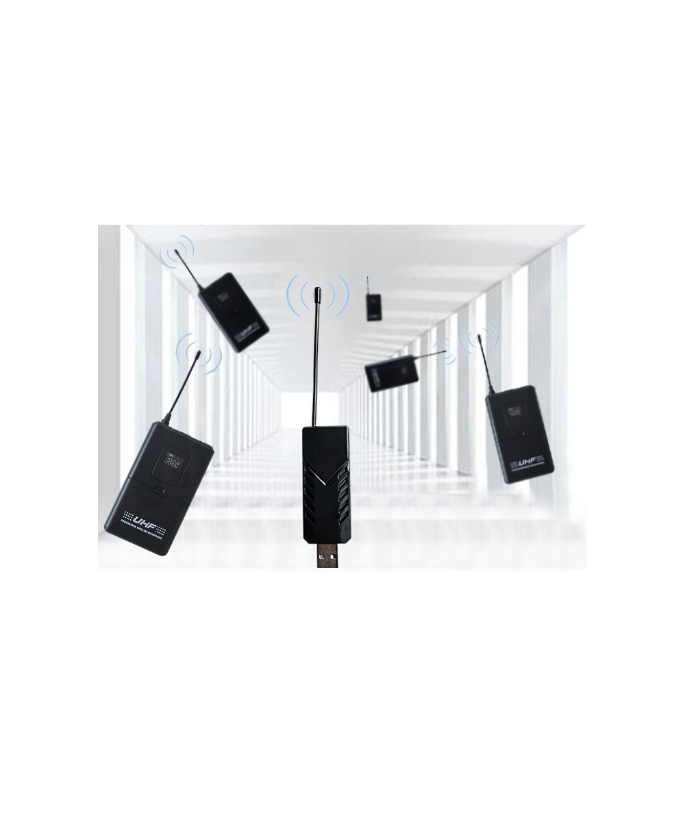Micrófonos Inálambricos U-202 UHF con 1 Receptor USB y 2 Transmisores