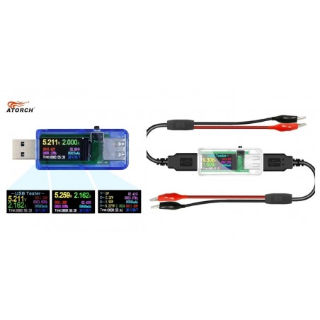 Medidor de voltaje y corriente USB Atorch U96 Tipo SIN CABLES LAGARTIJAS