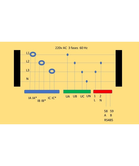 Monitor de Voltaje corriente y potencia trifasica DB194E-9D