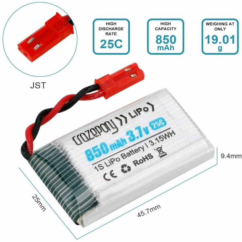 Bateria Tipo LiPo 3.7V 850mAh